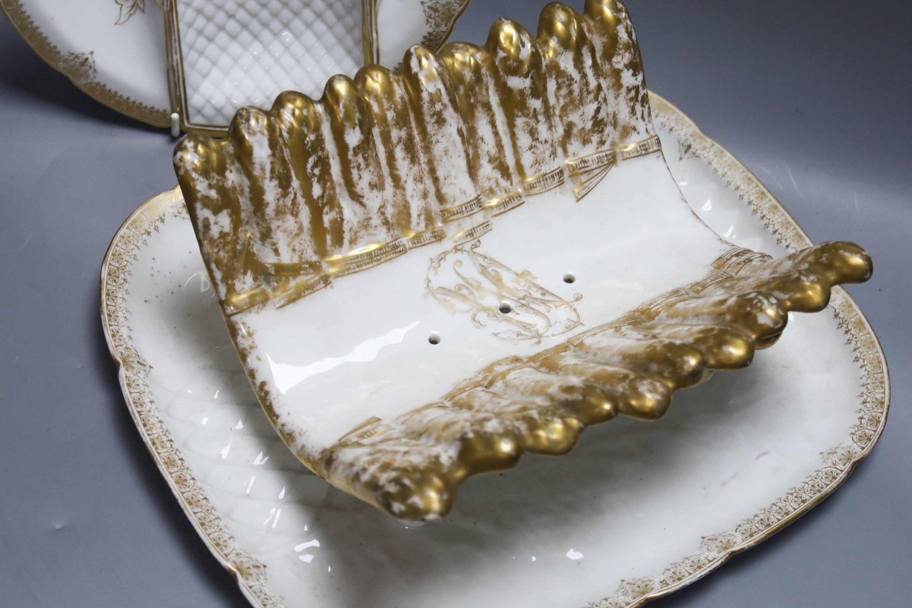 A Limoges porcelain oyster and asparagus service